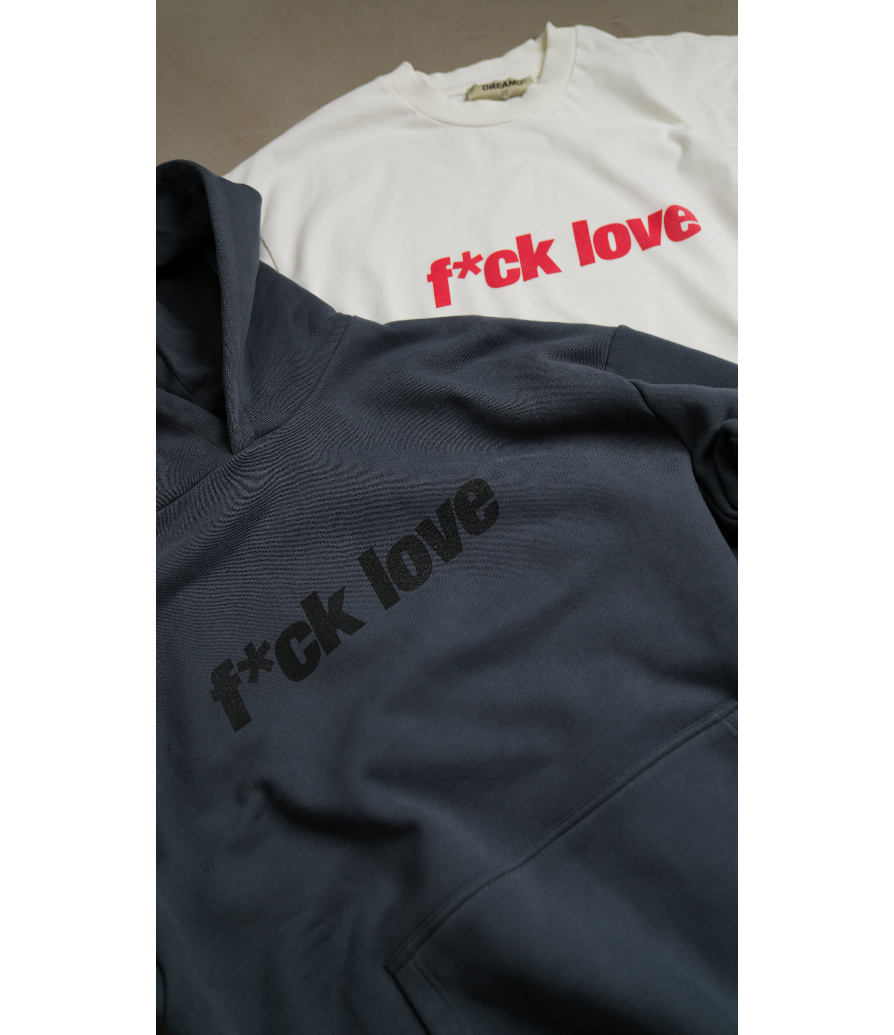 F*CK LOVE HOODIE STONE (430 GSM)